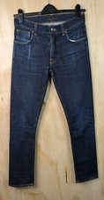 Nudie Jeans Dude Dan Mens 30W 32L Dark Blue Comfort Denim Cotton Stretch Regular