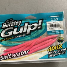 Berkley Gulp Sand Eel Pink Fresh Water, Saltwater Fishing Lures Bait 4 Inch