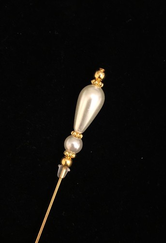 Handmade long pearl hatpin - pearl,