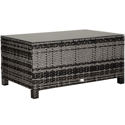 Rattan coffee table - table, glass
