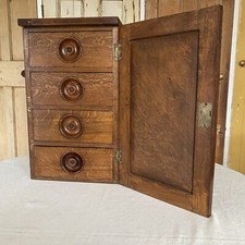 Antique Solid Oak Apothecary Cabinet Drawers With Lockable Front Panel. 56cm H