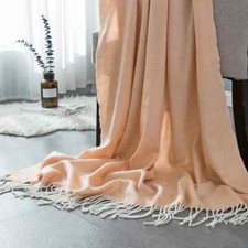 Luxury Woven Herringbone Throw 130x160cm Soft Blanket Tassel Trim Sofa Bed Cover