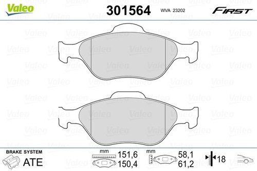Valeo 301564 brake pad - brake, set