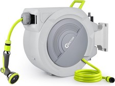 Wall-Mounted Garden Hose Reel with 20m Hose + 2m Extension Automatic Retraction