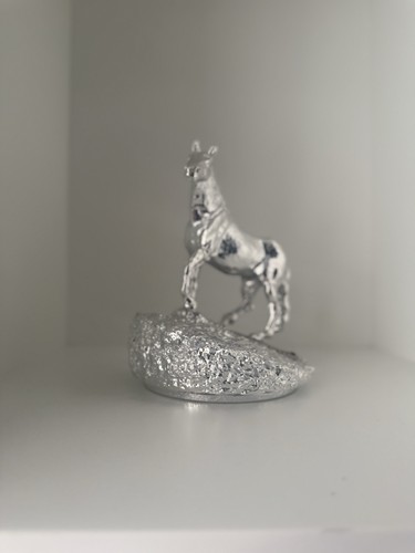 Silver rearing horse - silver, figurine