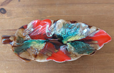 Small vintage Vallauris French art pottery ceramic leaf trinket dish, bowl