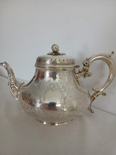 Antique Silver Plated  Teapot with flower design & engraving - Elkington & Co 