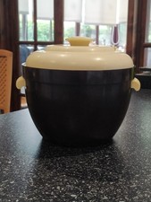 RETRO/KITCH THERMOS ICE BUCKET in BROWN & CREAM + INNER BASKET MODEL no 929