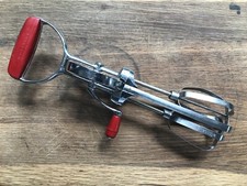 Vintage Prestige Stainless Steel Hand Whisk - Mixer Egg Beater, Red Handle V.G.C