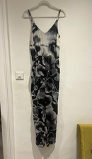 Topshop Satin Jumpsuit. Black/Grey Pattern. Size 8 / Tall 