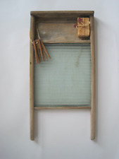 Glass Wood Washboard w/ Soap & Clothespins 23 1/2" x 11 1/4"
