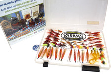 60+  salmon flies Waddington's single double treble hooks all sizes in box. 505