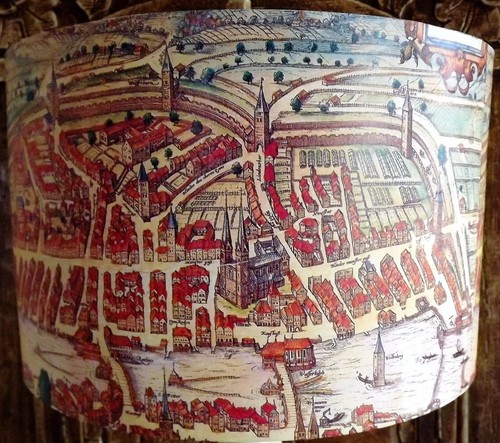Medieval map lampshade light - map,