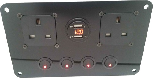 Switch panel with 240v sockets - panel,