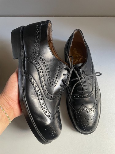 Lotus black leather brogue - , low
