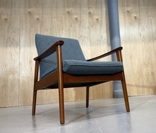 Vintage 1962 Parker Knoll PK 954 Teak & Air Force Blue Boucle Fabric 2 Available