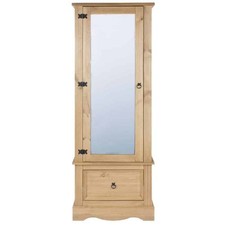 Pine Armoire 1 Mirrored Door 1 Drawer [Corona]