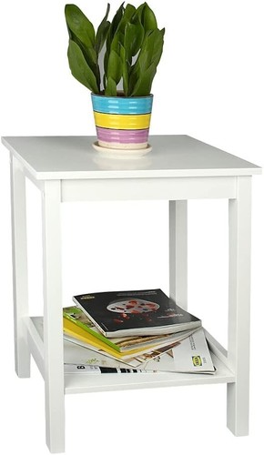 Tier bedside table white mdf - white,