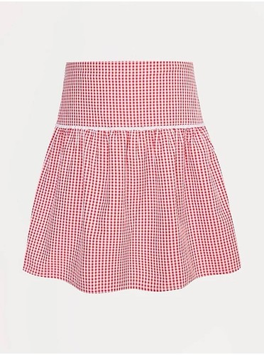 Girls school gingham red - red, trim