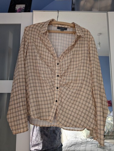 Ladies yellow checked shirt - yellow,