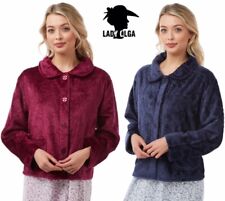 Ladies Soft Feel Buttoned EMBOSSED Short Bed Jacket Nightwear Top  Size 10 to 24