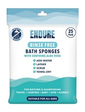 Endure Rinse Free Bath Shower Sponge Wipes – Just add Water (25 Per Pack)