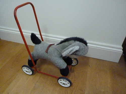 Vintage donkey push along - along, toy