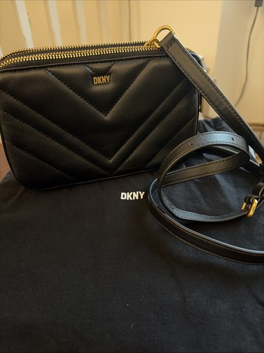 Dkny black leather crossbody - dkny,