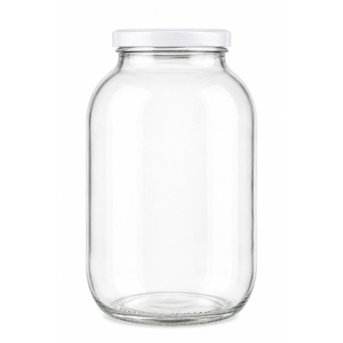 Large glass jar with white - glass,