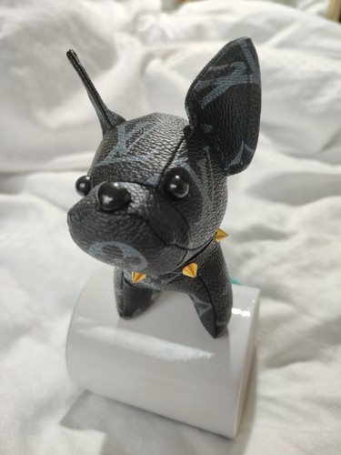 Black faux leather dog - faux,