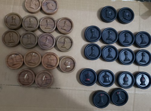 Bakelite chess draughts pieces - bakelite,