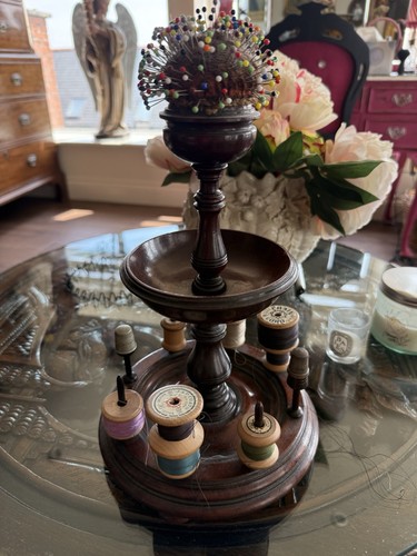 Antique mahogany needlework - antique,