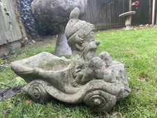 Vintage Original stone garden statue Garden Gnome Driving a Car Planter