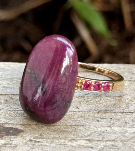 Natural ruby ring - natural, sterling