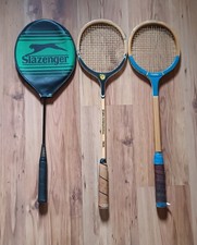 3x Vintage Racquet Bundle Slazenger  Dunlop   Squash + Badminton