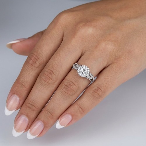 Side stone engagement ring 14k - side,