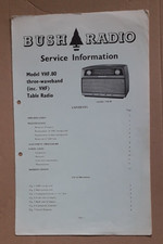 Bush Model VHF.80 3-Wave Table Radio Service Information/Manual