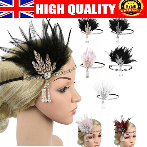 1920s feather headband bridal - feather,