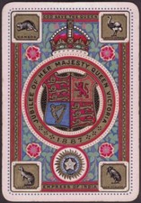 Playing Cards Single Card Old Antique Wide * QUEEN VICTORIA 50yrs * ROYAL Art B