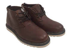 M&S Men's Chukka Boots Size 7 Brown Leather Upper Standard Fit Lace Up New F1