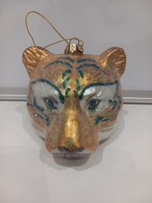 Vintage Deluxe Glass Tiger Head Christmas Tree Decoration Ornament - Radko? 