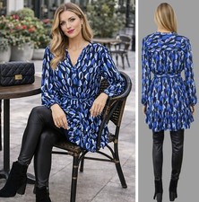 ZARA TOP UK 14 BLUE TUNIC