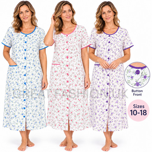 Ladies floral nightdress long - ladies,