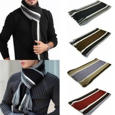 Thick Men Striped Scarf Neck