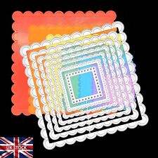 Nest of 7 Square Scallop Edged Patterned Metal Cutting Dies, Card Making, E8