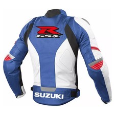 GSXR Suzuki Blue Motorcycle/Motorbike Leather jacket CE PROTECTION Biker Jacket