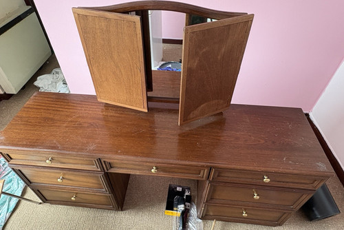 Wood dressing table dark brown - table,