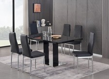 Dining Table Set Black Glass