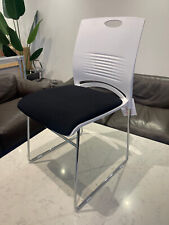 Kore – Stylish White Stackable Chrome Frame Chair, Padded Upholstered Seat, 2no.