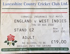 Ticket Stub, England v West